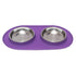 Messy Cats Double Silicon & Stainless Steel Cat Feeder - Purple